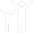 Lineart image of a child and parent with their hands in the air